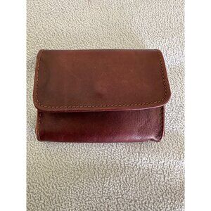 Leather Wallet Coin Purse Bi Fold Zipper‎ Made in Columbia Brown Genuine